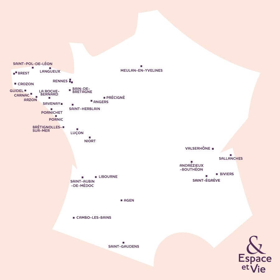 carte de france des résidences seniors espace et vie